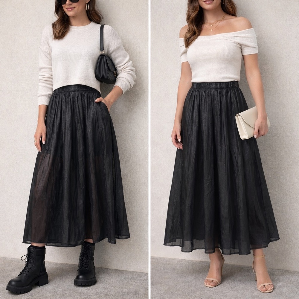 Easel Black Maxi Skirt